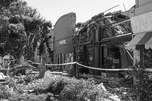 Image showing the damage to Santa Cruz city center from the 6.9 magnitude earthquake that struck in Santa Cruz, California on October 7, 1989, where six people were killed. October 2019 will mark 30 years since the Loma Prieta earthquake struck this seaside city. The quake caused an estimated $6 billion in property damage throughout the Bay Area.